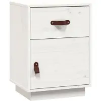 vidaXL Nachtkastje 40x34x55 cm massief grenenhout wit