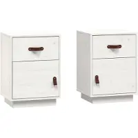 vidaXL Nachtkastjes 2 st 40x34x55 cm massief grenenhout wit