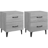 vidaXL Nachtkastjes 2 st 40x35x47,5 cm grijs sonoma eikenkleurig