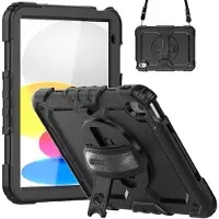 Accezz Rugged Backcover met schouderstrap voor de Apple iPad 11 (2025) 11 inch A16 / iPad 10 (2022) 10.9 inch - Zwart