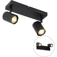 QAZQA Moderne plafondlamp zwart 2-lichts verstelbaar rechthoekig - Jeana