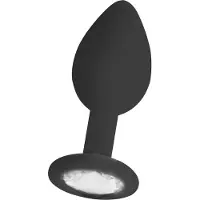 Ouch! Siliconen butt plug Zwart regular met diamant