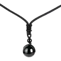 Memphis Verstelbare leren Heren Ketting met Obsidiaan Kettinghanger