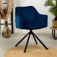 Naber GmbH (Tablon) Velvet eetkamerstoel Furtado draaibaar blauw