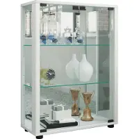 Hioshop Sintalo vitrinekast met spiegel 2 glazen deuren wit.