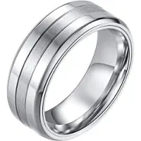 LGT JWLS Zilverkleurige stalen heren ring Mat Glans 8mm-21mm