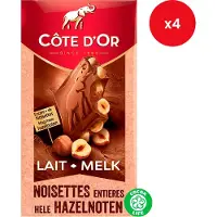Côte d'Or - chocoladetablet - Melk Hele Noten - 180g x 4