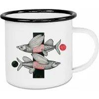 Ligarti Handgemaakte emaille mok vliegende vissen 300ml