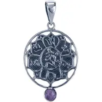 MOOYE ® - Collectie Zilveren Lotus met amethyst ketting hanger