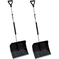 Prosperplast Sneeuwschep - 2x stuks - uitschuifbare steel - zwart - kunststof - 120 tot 160 cm