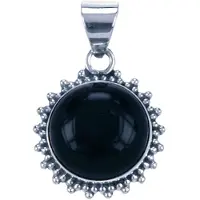 MOOYE ® - Collectie Zilveren Onyx rond met kartelrand ketting hanger