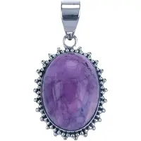MOOYE ® - Collectie Zilveren Amethyst ovaal met kartelrand ketting hanger