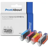 PrintAbout Huismerk Canon CLI-551 C/M/Y/BK XL Inktcartridge 4-kleuren Multipack Hoge capaciteit