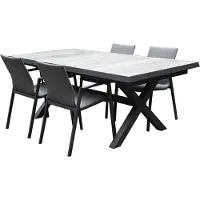 AVH-Collectie Nancy New Delhi dining tuinset uitschuifbaar 204-264x103xH74,5 cm 5 delig aluminium