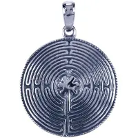 MOOYE ® - Collectie Zilveren Labyrint ketting hanger - rond