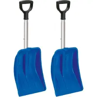 Prosperplast 2x stuks compacte sneeuwscheppen / sneeuwschuivers blauw met uitschuifbare aluminium steel - 3 standen - 69 - 83 cm - Sneeuwruimer
