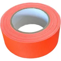 Kortpack - Duct-Tape 50mm breed x 25mtr lang - Fluor Oranje - 1 rol - Met de Hand Scheurbaar - Licht op onder Black Light - Kerndiameter: 76mm - (021.0132)