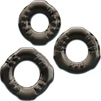 Baile - Yvonne - Set Van 3 Rekbare Cockringen - Zwart Transparant