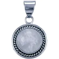 MOOYE ® - Collectie Zilveren Maansteen rond met gladde rand ketting hanger