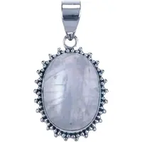 MOOYE ® - Collectie Zilveren Maansteen ovaal met kartelrand ketting hanger
