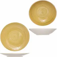 COSY&TRENDY Bordenset 6x stuks diep bord en 6x stuks dinerbord Turbolino geel 21 cm - 27 cm - Borden van aardewerk