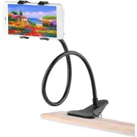 Peachy Universele zwarte tafelarm klem telefoon houder statief