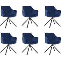 Bronx71 Velvet eetkamerstoel Furtado draaibaar blauw - Eetkamerstoelen set van 6 - stoel