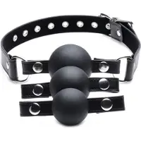 XR Brands Interchangeable Silicone Ball Gag Set - Black
