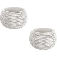 Prosperplast 4x Stuks Ronde Witte Splofy Kunststof Bloempotten/plantenpotten 4
