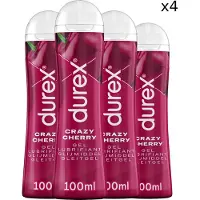 Durex Glijmiddel Crazy Cherry - Kers - waterbasis - 100ML - 4 Stuks - Voordeelverpakking
