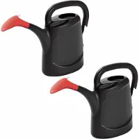 Blokker Set Van 2x Stuks Zwarte Kunststof Bloemen/planten Gieters Met Broeskop/sproeikop 7,5 Liter - Gieters