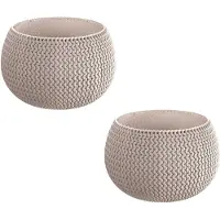 Prosperplast Kunststof bloempot/plantenpot Splofy - 3x - taupe D19 x H20 cm - 4 liter - rond - buiten/tuin potten