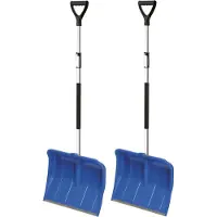 Prosperplast 2x stuks sneeuwscheppen/sneeuwschuivers blauw met telescopische aluminium steel - 122 tot 160 cm - Sneeuwruimer