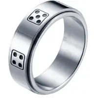LGT JWLS Stalen mannen ring Dobbelsteen spinner Zilver-17mm