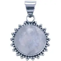 MOOYE ® - Collectie Zilveren Maansteen rond met kartelrand ketting hanger