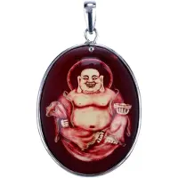 MOOYE ® - Collectie Zilveren Hotei ketting hanger - in hars gekerfd