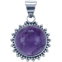 MOOYE ® - Collectie Zilveren Amethyst rond met kartelrand ketting hanger