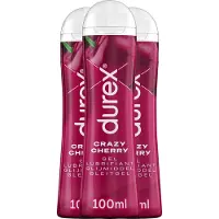 Durex Glijmiddel Crazy Cherry - Kers - waterbasis - 100ML - 3 Stuks - Voordeelverpakking
