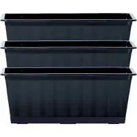 Prosperplast Plantenbak/bloembak/balkonbak Agro - 3x - antraciet - kunststof - 50 x 18 x 14 cm