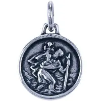 MOOYE ® - Collectie Zilveren Heilige Christoffel ketting hanger - rond