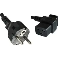 DINIC Apparaatsnoer met haakse C19 plug en rechte stekker - 3x 1,00mm / zwart - 1,8 meter