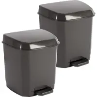 Hega hogar 2x Donkergrijze pedaalemmers vuilnisbakken/prullenbakken 7 liter 21 x
