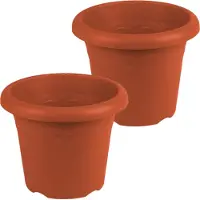 Hega hogar Plantenpot/bloempot - 3x - kunststof - terra cotta - D30 x H23,5 cm - Plantenbakken/bloembakken voor buiten