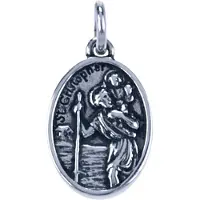 MOOYE ® - Collectie Zilveren Heilige Christoffel ketting hanger - ovaal 2