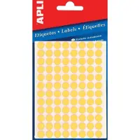 APLI ronde etiketten in etui diameter 8 mm, fluo geel, 288 stuks, 96 per blad (2079) - 13 stuks