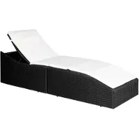vidaXL Ligbed met kussen poly rattan bruin