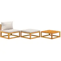 vidaXL 3-delige Loungeset met kussens massief acaciahout