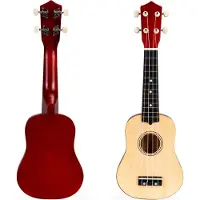 Ecotoys houten kinder ukelele/ gitaar met 4 snaren en 12 frets 17,5 x 5 x 52,5 cm beige