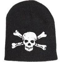 Widmann - Aso & Biker & New Kids Kostuum - Biker Beanie Schedel Met Kruisbotten - Zwart - Carnavalskleding - Verkleedkleding