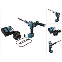 Makita Slijpmachine + polijstmachine, DBS 180 RG Accu Bandvijl 18 V 9 x 533 mm Borstelloos + 2x Accu 6.0 Ah + Lader (Bandschuurmachine)